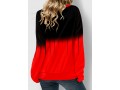 Lace Up Long Sleeve Red Ombre Sweatshirt