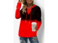 Lace Up Long Sleeve Red Ombre Sweatshirt