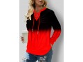 Lace Up Long Sleeve Red Ombre Sweatshirt