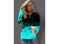 Lace Up Ombre Leaf Print Sweatshirt