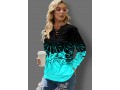 Lace Up Ombre Leaf Print Sweatshirt