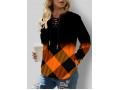 Lace Up Plaid Ombre Long Sleeve Sweatshirt