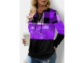 Lace Up Sequin Long Sleeve Plaid Sweatshirt