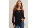 Leopard Black Round Neck Long Sleeve Sweatshirt