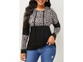 Leopard Long Sleeve Drawstring Detail Hoodie