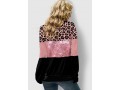 Leopard Sequin Panel Lace Up Sweatshirt