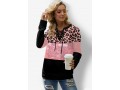 Leopard Sequin Panel Lace Up Sweatshirt