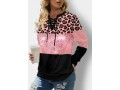 Leopard Sequin Panel Lace Up Sweatshirt