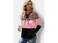 Leopard Sequin Panel Lace Up Sweatshirt