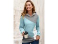 Light Blue Decorative Button Contrast Long Sleeve Hoodie