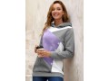 Light Purple Decorative Button Contrast Long Sleeve Hoodie