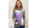 Light Purple Decorative Button Contrast Long Sleeve Hoodie