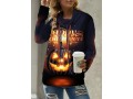 Long Sleeve Halloween Pumpkin Print Sweatshirt