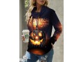 Long Sleeve Halloween Pumpkin Print Sweatshirt