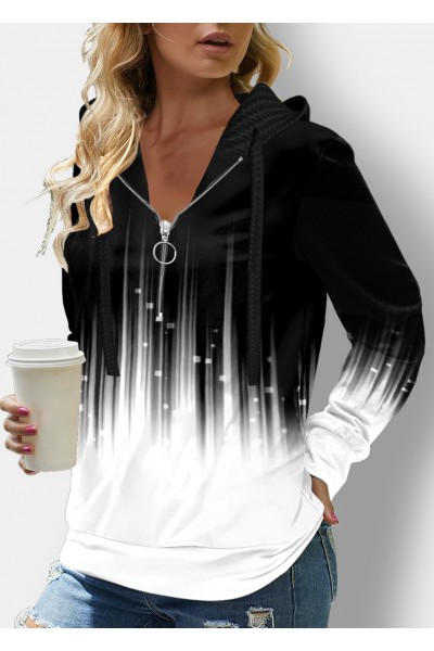 Ombre Long Sleeve Quarter Zip Hoodie