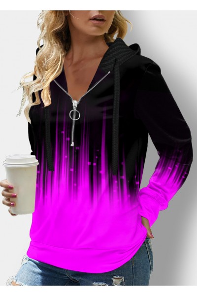 Ombre Long Sleeve Quarter Zip Hoodie