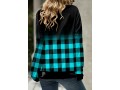 Ombre Plaid Blue Cowl Neck Sweatshirt