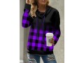 Ombre Plaid Cowl Neck Long Sleeve Sweatshirt