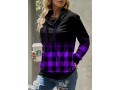 Ombre Plaid Cowl Neck Long Sleeve Sweatshirt