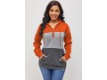 Orange Drawstring Kangaroo Pocket Long Sleeve Hoodie