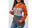 Orange Drawstring Kangaroo Pocket Long Sleeve Hoodie