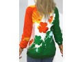 Patricks Day Four Leaf Clover Color Block Sweatshirt