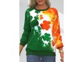 Patricks Day Four Leaf Clover Color Block Sweatshirt