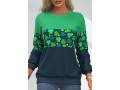 Patricks Day Four Leaf Clover Green Contrast Sweatshirt