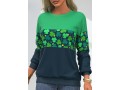 Patricks Day Four Leaf Clover Green Contrast Sweatshirt