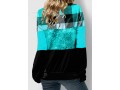 Plaid Cyan Lace Up Sequin Sweatshirt