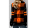 Plaid Drawstring Cowl Neck Long Sleeve Sweatshirt