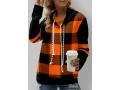 Plaid Drawstring Cowl Neck Long Sleeve Sweatshirt