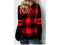 Plaid Drawstring Neck Contrast Long Sleeve Sweatshirt