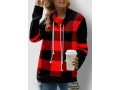 Plaid Drawstring Neck Contrast Long Sleeve Sweatshirt