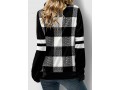 Plaid Drawstring Neck Long Sleeve Contrast Sweatshirt