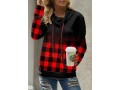 Plaid Long Sleeve Cowl Neck Sweatshirt