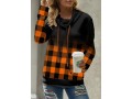 Plaid Long Sleeve Cowl Neck Sweatshirt