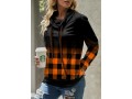 Plaid Long Sleeve Cowl Neck Sweatshirt