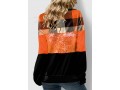 Plaid Orange Lace Up Sequin Sweatshirt