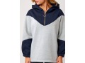 Quarter Zip Metal Ring Detail Grey Hoodie