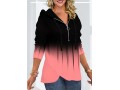 Quarter Zip Ombre Drawstring Long Sleeve Hoodie