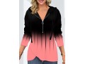 Quarter Zip Ombre Drawstring Long Sleeve Hoodie