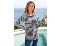 Quarter Zip Striped Long Sleeve Hoodie