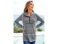 Quarter Zip Striped Long Sleeve Hoodie