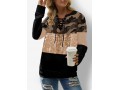 Sequin Camouflage Print Lace Up Sweatshirt