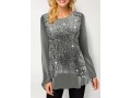 Sequin Velvet Stitching Light Grey Sweatshirt