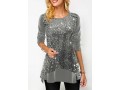 Sequin Velvet Stitching Light Grey Sweatshirt