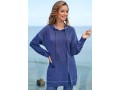 Solid Long Sleeve Pocket Drawstring Detail Hoodie