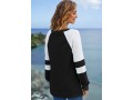 Split Neck Long Sleeve Contrast Sweatshirt