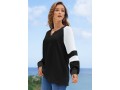 Split Neck Long Sleeve Contrast Sweatshirt